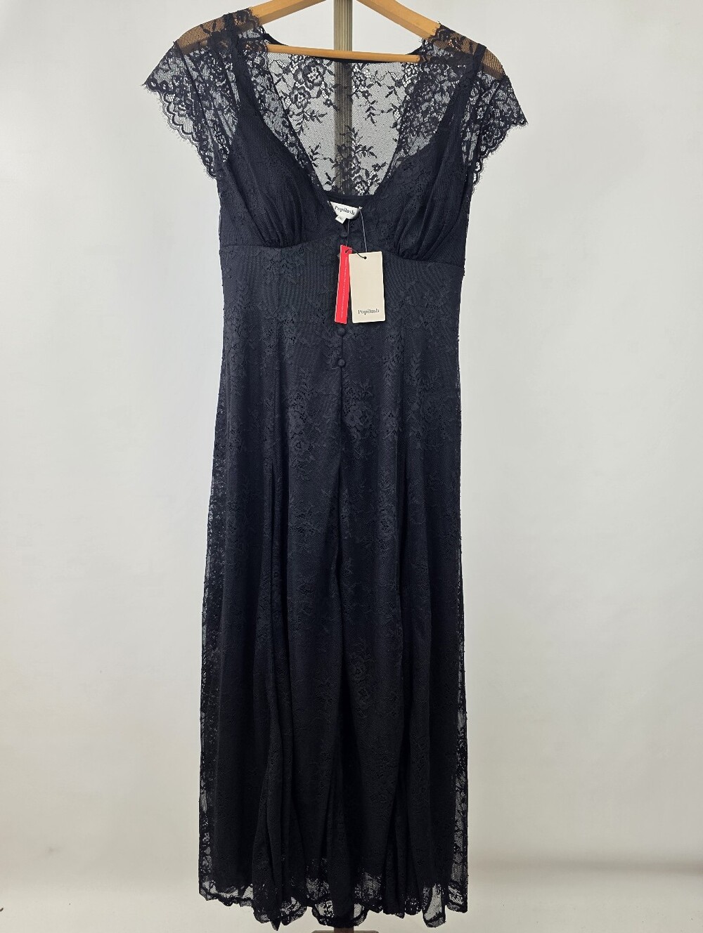 Popilush Women's Black Lace A-Line Split Front Shapewear Maxi Dress Size XXL - Picture 6 of 13